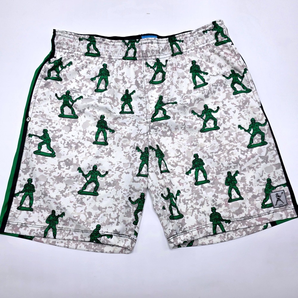 Lacrosse Unlimited Army Men Digital Camo Athletic Shorts Mens Medium Green White